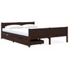 vidaXL Cadru pat cu 2 sertare, maro &icirc;nchis, 160x200 cm, lemn masiv pin