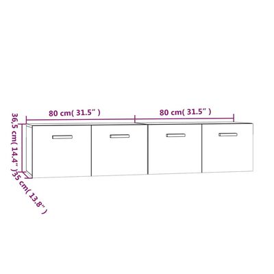vidaXL Dulapuri de perete 2 buc alb lucios 80x35x36,5 cm lemn compozit