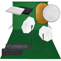 vidaXL Set studio foto cu lumină, fundal și reflector