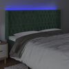 vidaXL Tăblie de pat cu LED, verde &icirc;nchis, 203x16x118/128 cm, catifea
