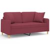 vidaXL Canapea cu 2 locuri cu pernuțe, roșu vin, 140 cm, textil