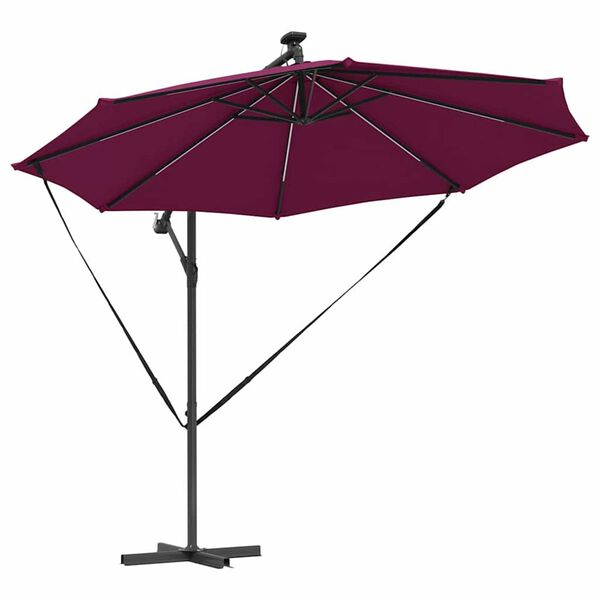 vidaXL Parasol banana cu brațe Roșu bordo 294 x 294 x 248 cm