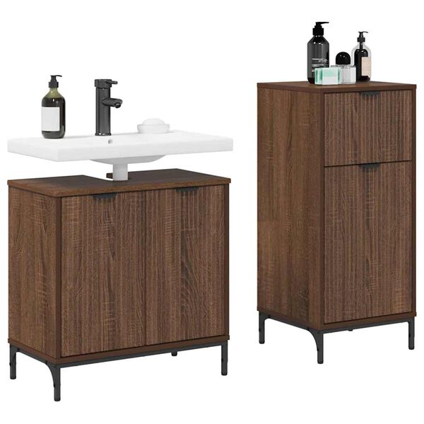 vidaXL Set de mobilier pentru baie 2 pcs Stejar brun Lemn compozit