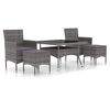vidaXL Set mobilier grădină, 5 piese, gri, poliratan/sticlă tratată