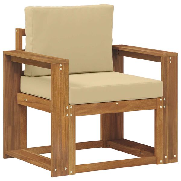 vidaXL Canapea de exterior Lemn de acacia solid și poliester natural