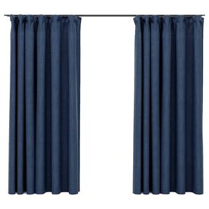 vidaXL Draperii opace aspect in, cu cârlige 2 buc. albastru 140x175 cm