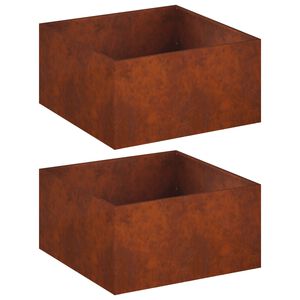 vidaXL Vază pentru Grădină 2 buc. Ruginit 60 x 60 x 40 cm