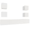 vidaXL Set dulap TV, 6 piese, alb extralucios, lemn prelucrat