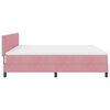 vidaXL Pat cu arcuri cu saltea cu headboard Roz 200 x 200 cm Catifea