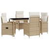 vidaXL Set dining pentru exterior 5 buc. Bej și alb crem poliratan