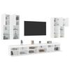 vidaXL Set comode TV de perete, 7 piese, cu lumini LED, alb