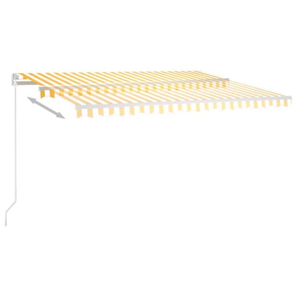 vidaXL Copertină retractabilă manual, galben și alb, 400x350 cm