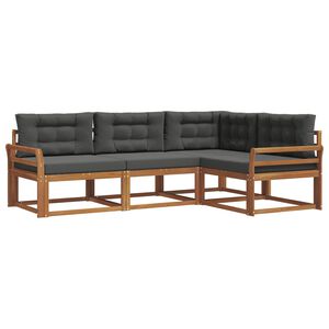 vidaXL Set de canapele de exterior cu pernă 4 pcs Natural și Antracit