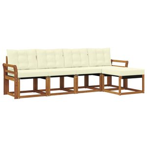 vidaXL Set de canapele de exterior cu pernă 5 pcs Natural și Crem