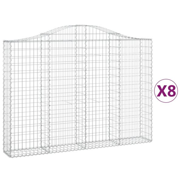 vidaXL Coșuri gabion arcuite 8 buc, 200x30x140/160cm, fier galvanizat
