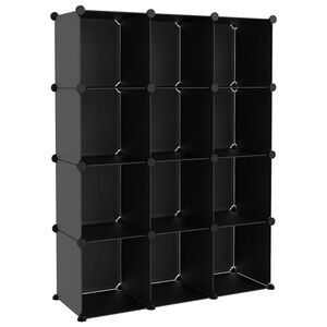 vidaXL Organizator cub de depozitare, 12 cuburi, negru, PP