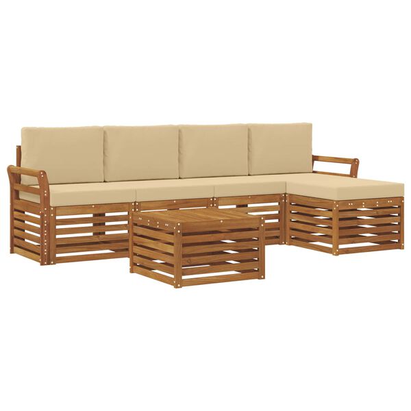 vidaXL Set de canapele de exterior cu pernă 6 pcs Natural și Bej