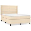 vidaXL Pat continental cu saltea, crem, 140x200 cm, material textil