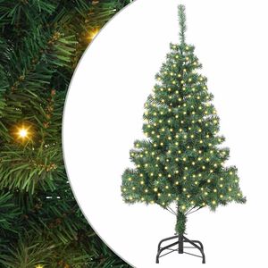 vidaXL Brad de Crăciun cu 300 LED cu suport Verde 180 cm PVC