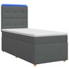 vidaXL Pat cu arcuri LED și saltea Gri &icirc;nchis 90 x 190 cm Țesătură