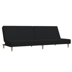 vidaXL Canapea extensibilă cu 2 locuri, negru, material textil