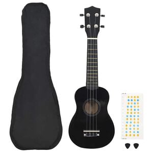 vidaXL Set ukulele soprano, cu husă, pentru copii, negru, 21