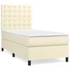 vidaXL Pat box spring cu saltea, crem, 90x200 cm, piele ecologică