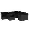 vidaXL Set canapele de grădină cu perne, 10 piese, negru, poliratan