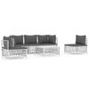 vidaXL Set mobilier de grădină, 6 piese, cu perne, alb, oțel