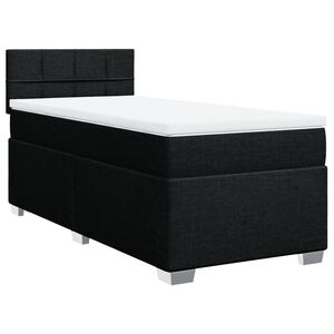 vidaXL Pat box spring cu saltea, negru, 80x200 cm, textil