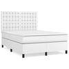 vidaXL Pat box spring cu saltea, alb, 140x200 cm, piele ecologică