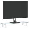 vidaXL Suport de monitor, alb, 60x20x8 cm, sticlă securizată și metal