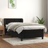 vidaXL Pat box spring cu saltea, negru, 90x200 cm, catifea