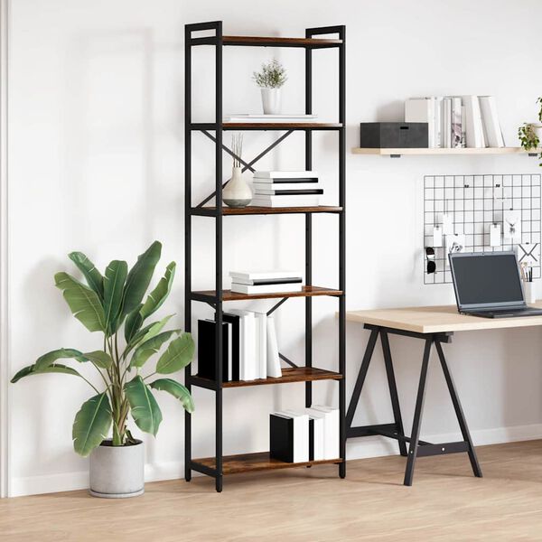 vidaXL Raft pentru cărți Stejar fumuriu 40 x 30 x 85 cm Lemn compozit