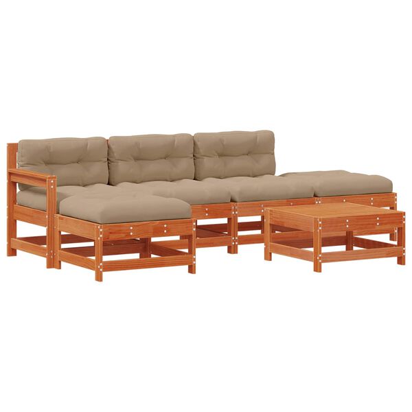 vidaXL Set de lounge pentru grădină 6 pcs Maro Ceară Lemn masiv de pin