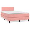 vidaXL Pat box spring cu saltea, roz, 120x200 cm, catifea