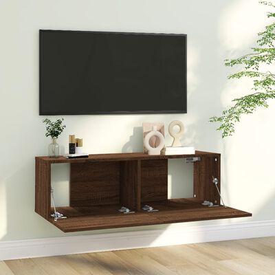 vidaXL Comodă TV de perete, stejar maro, 100x30x30 cm, lemn prelucrat