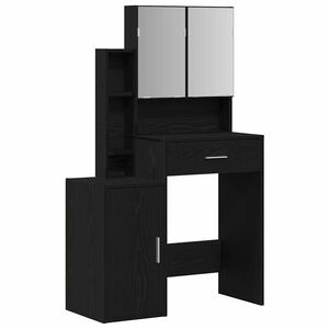 vidaXL Masă de Machiaj Stejar Negru 80 x 35 x 132 cm Lemn prelucrat