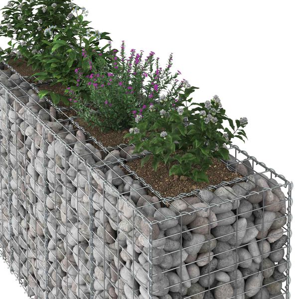 vidaXL Pat ridicat din gabion Argintiu 170 x 50 x 80 cm