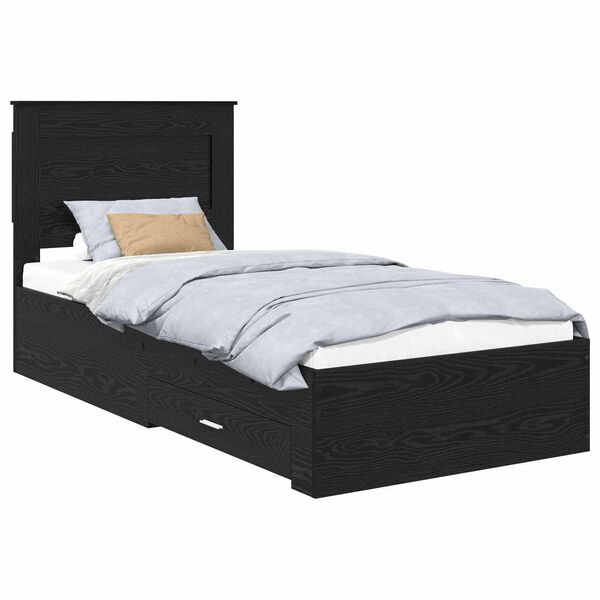 vidaXL Cadru de pat cu sertar cu headboard cu depozitare Lemn compozit