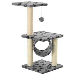 vidaXL Ansamblu pisici cu st&acirc;lpi funie sisal gri 65 cm imprimeu lăbuțe