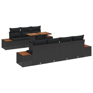 vidaXL Set de canapele pentru grădină 8 pcs Negru Rattan poli