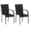 vidaXL Scaune de exterior, stivuibile, 2 buc., poliratan, negru