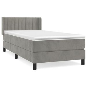 vidaXL Pat continental cu saltea, gri deschis, 80x200 cm, catifea