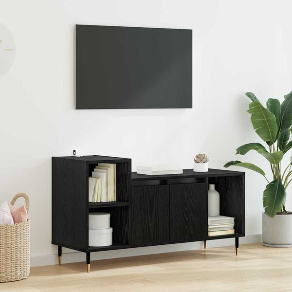 vidaXL Cabinet TV Stejar Negru 100 x 35 x 55 cm Lemn compozit