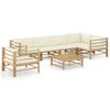 vidaXL Set mobilier de grădină cu perne alb crem, 7 piese, bambus