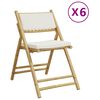 vidaXL Scaune bistro pliabile, 6 buc., cu perne alb crem, bambus