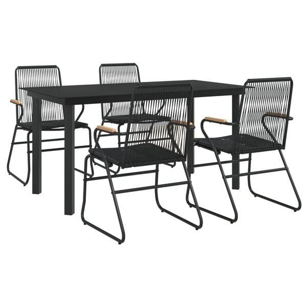 vidaXL Set mobilier de grădină, 5 piese, negru, ratan PVC