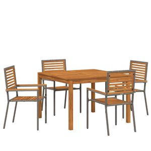 vidaXL Set de masă pentru grădină 5 buc. Gri Lemn Solid de Acacia
