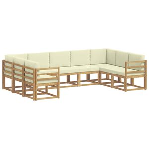 vidaXL Set de canapele de exterior 9 buc. Alb și crem